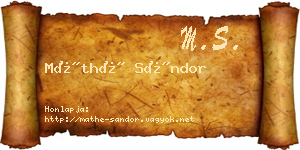 Máthé Sándor névjegykártya
